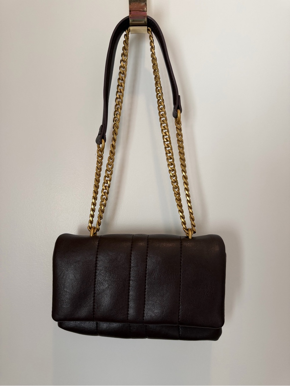 Zara • Classic Quilted Shoulder Bag in Dark Brown
